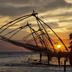 FISHING NETS AT KOCHIN PORT KERALA SOUTH INDIA - 1